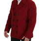 Dolce & Gabbana Red Wool Double Breasted Coat Jacket