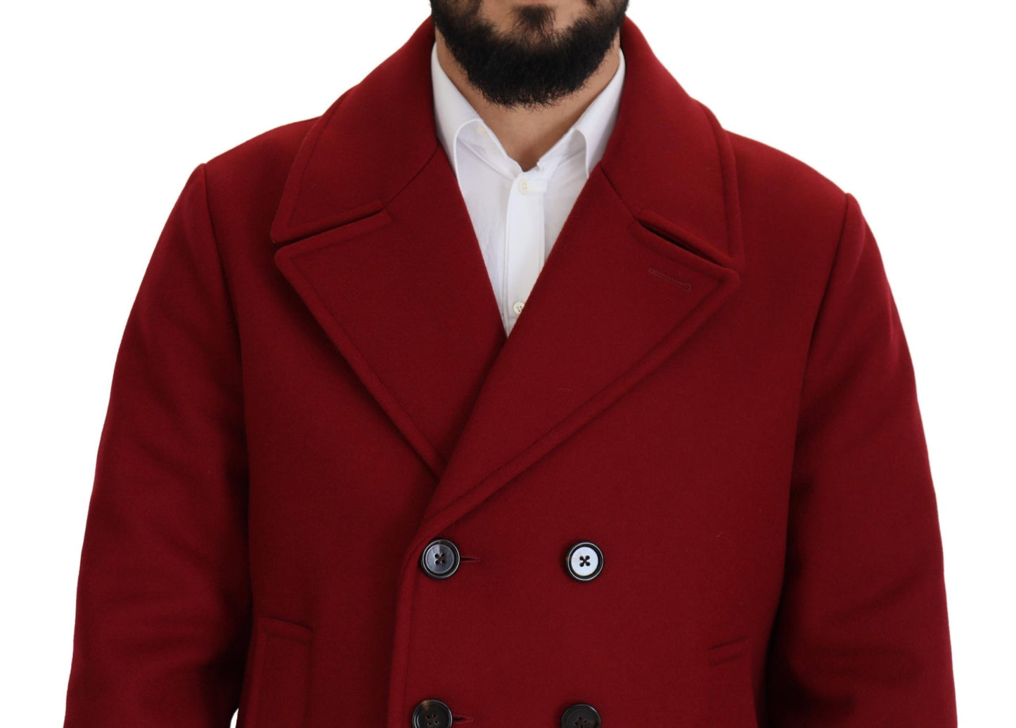 Dolce & Gabbana Red Wool Double Breasted Coat Jacket