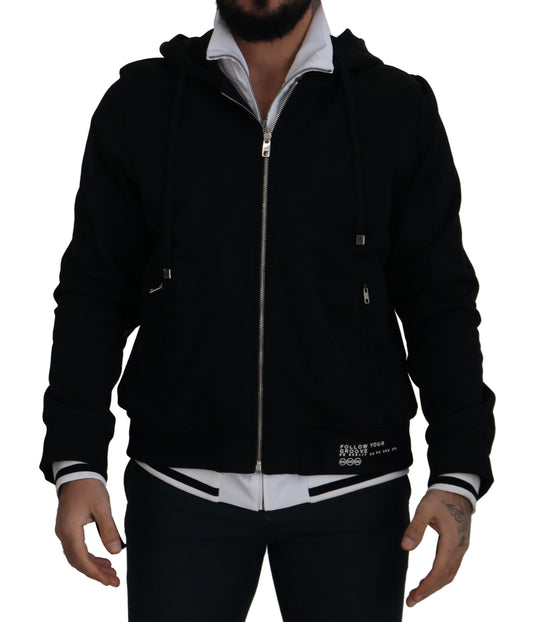 Dolce & Gabbana Black Hooded Bomber Jacket