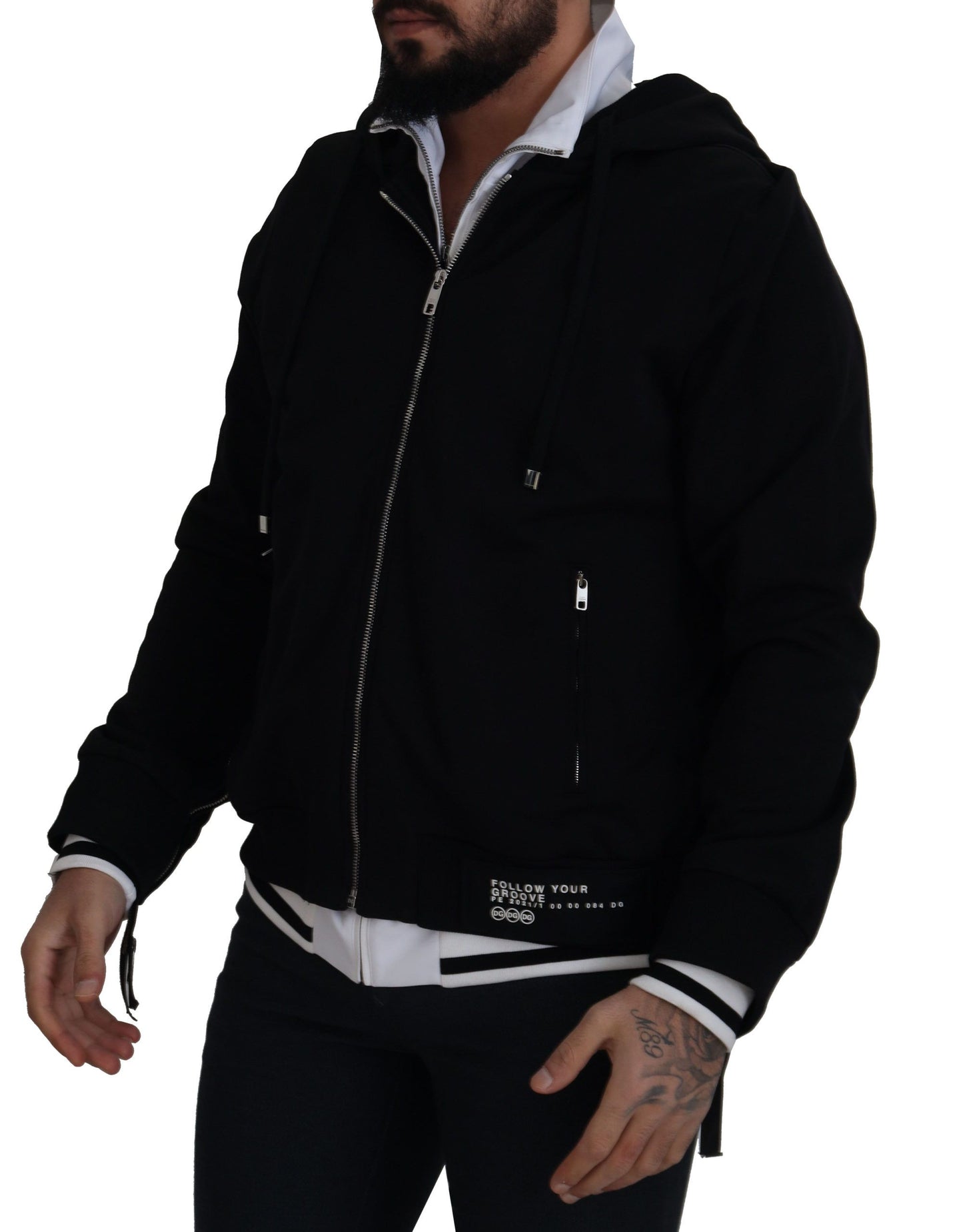 Dolce & Gabbana Black Hooded Bomber Jacket