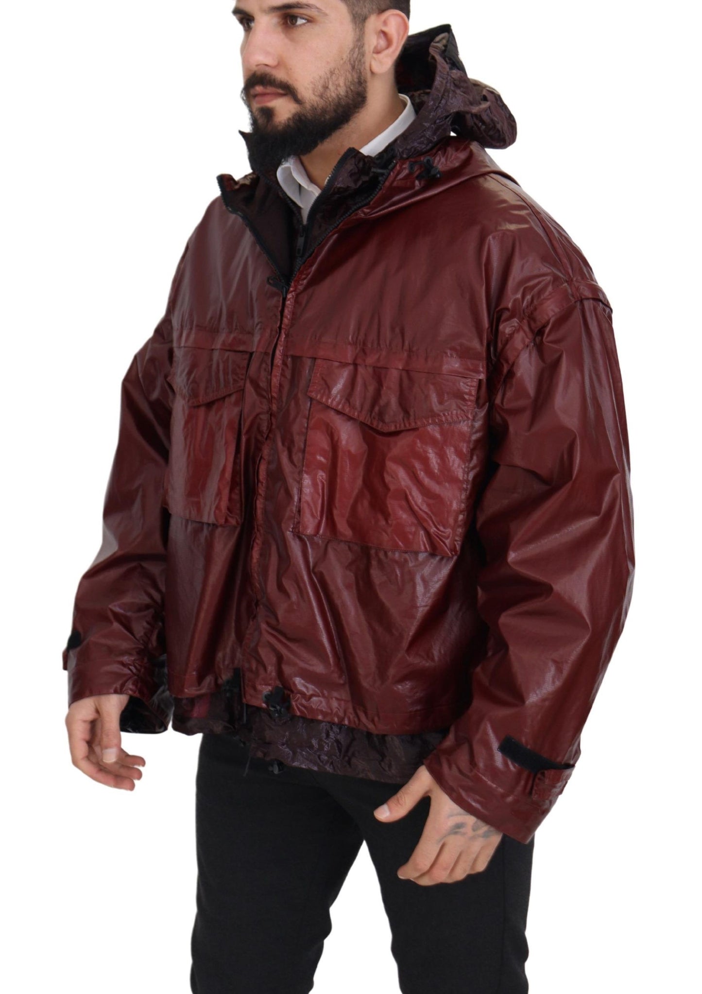 Dolce & Gabbana Bordeaux Cotton Hooded Full Zip Jacket