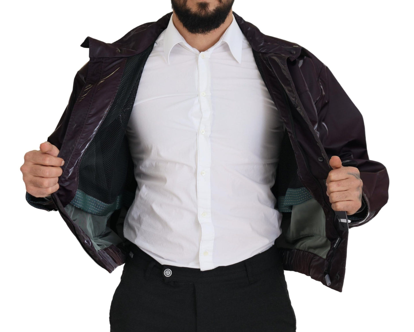 Dolce & Gabbana Purple Collared Biker Jacket