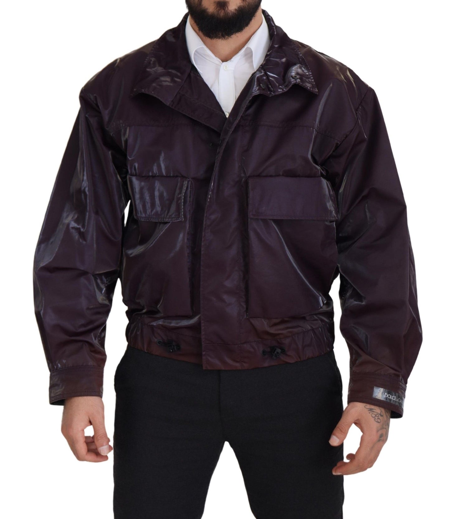 Dolce & Gabbana Purple Collared Biker Jacket