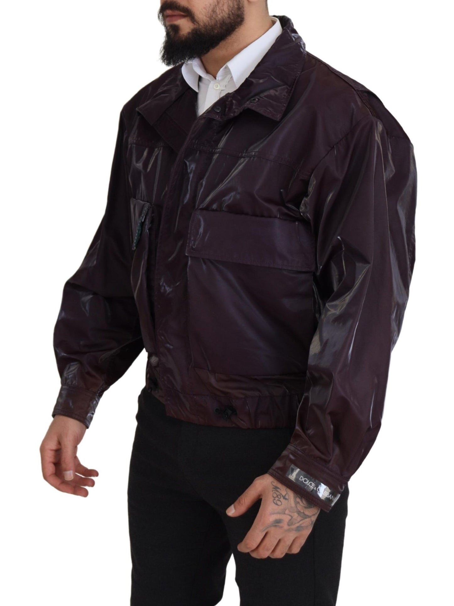 Dolce & Gabbana Purple Collared Biker Jacket