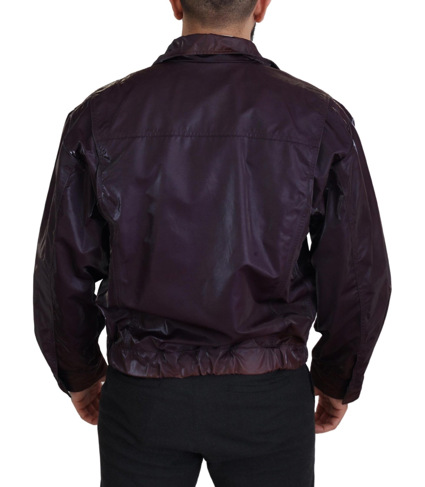 Dolce & Gabbana Purple Collared Biker Jacket