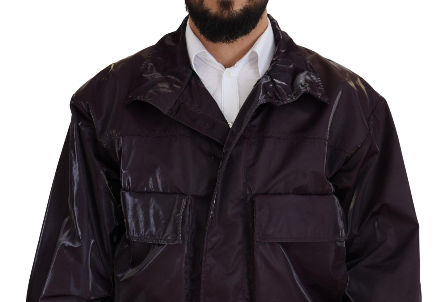 Dolce & Gabbana Purple Collared Biker Jacket