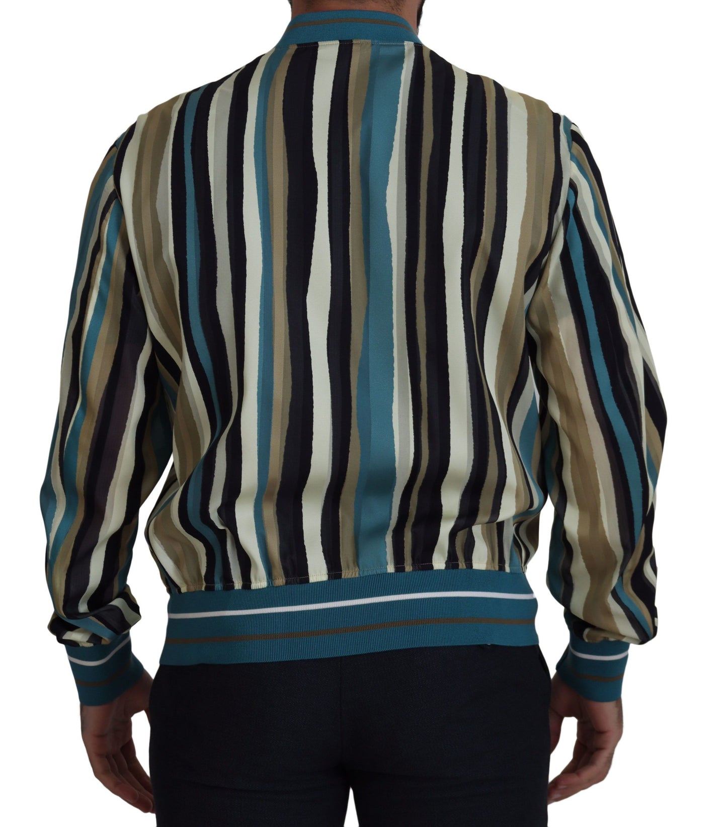 Dolce & Gabbana Multicolor Viscose Stripes Full Zip Jacket