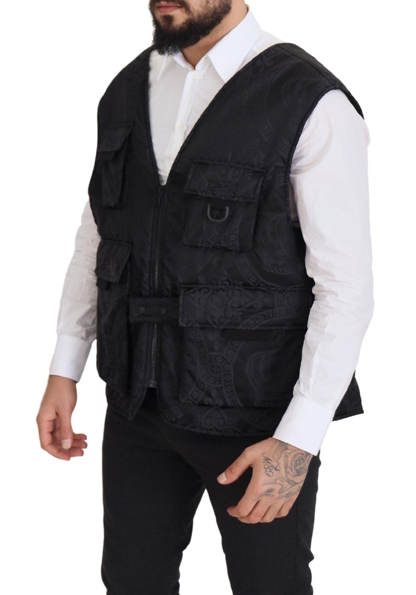 Dolce & Gabbana Black Full Zip Sleeveless Vest Jacket