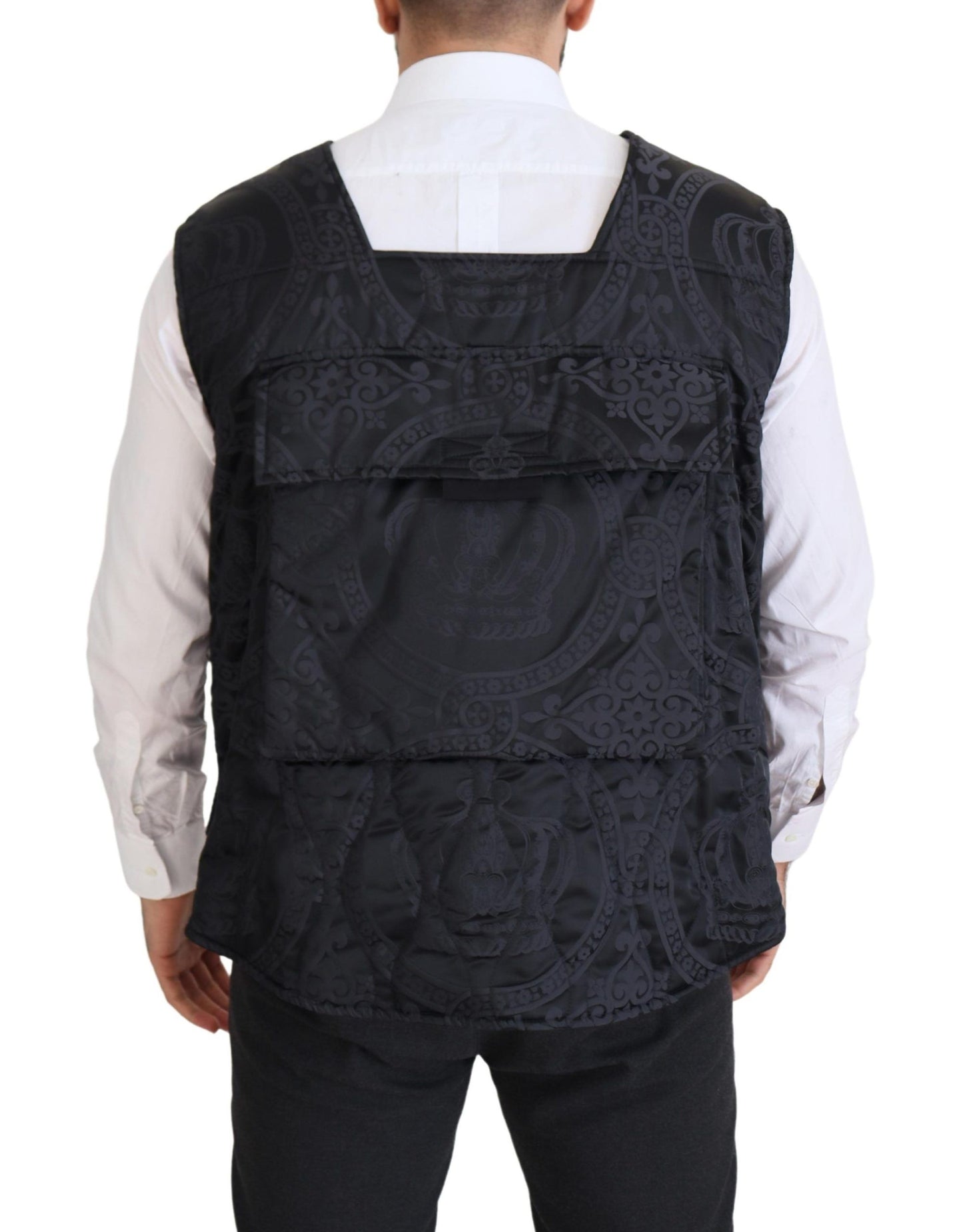 Dolce & Gabbana Black Full Zip Sleeveless Vest Jacket