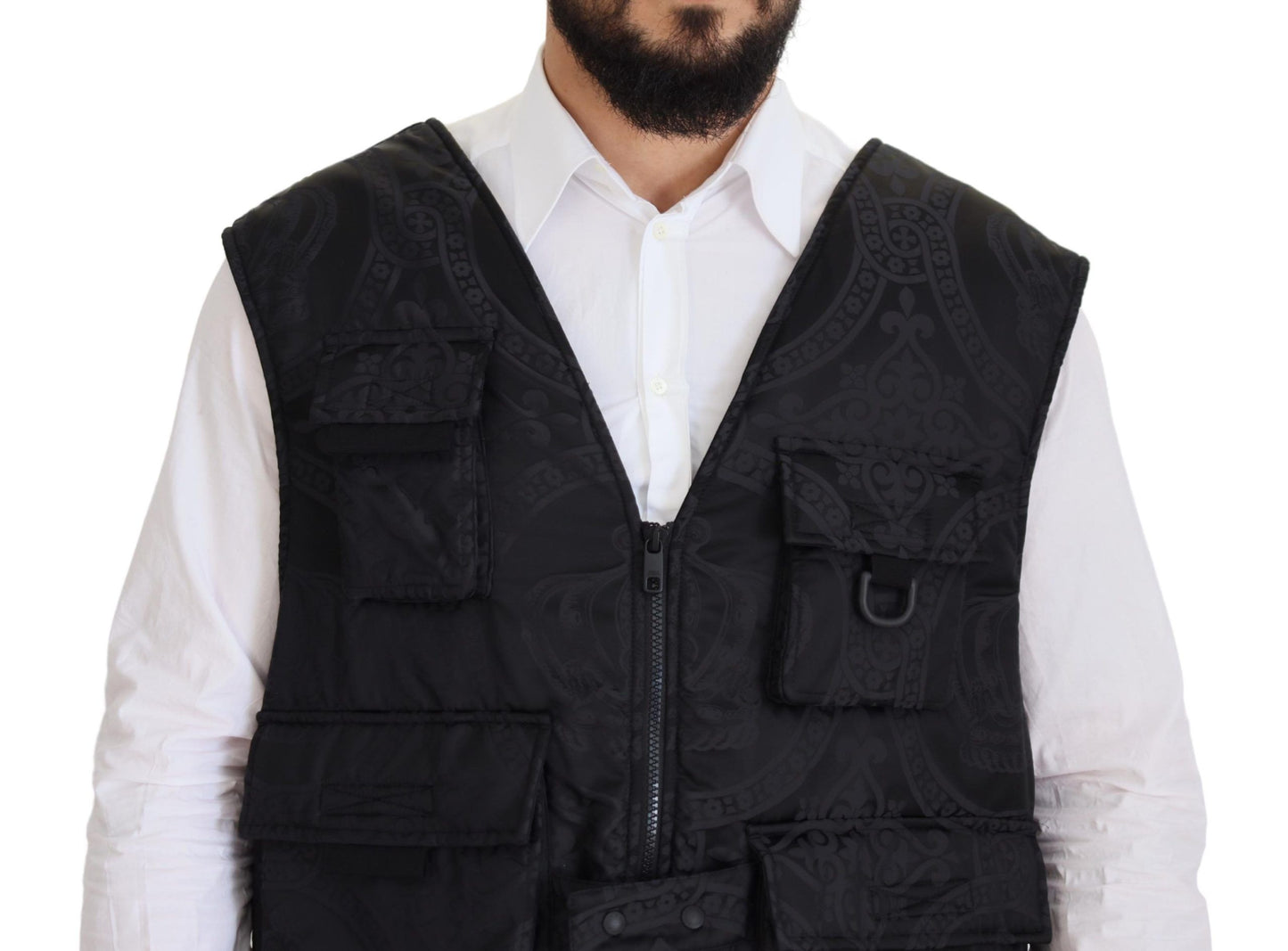 Dolce & Gabbana Black Full Zip Sleeveless Vest Jacket