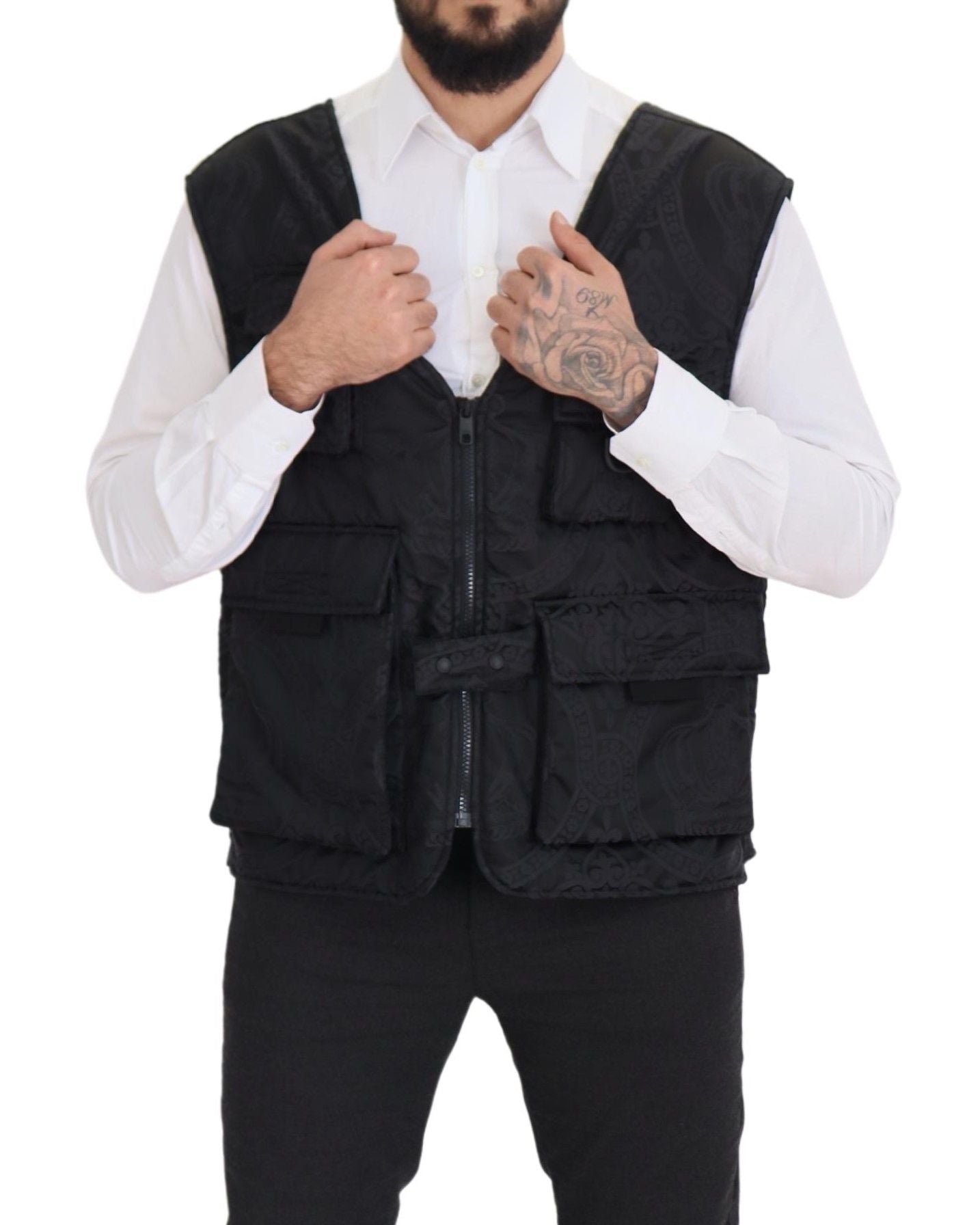 Dolce & Gabbana Black Full Zip Sleeveless Vest Jacket