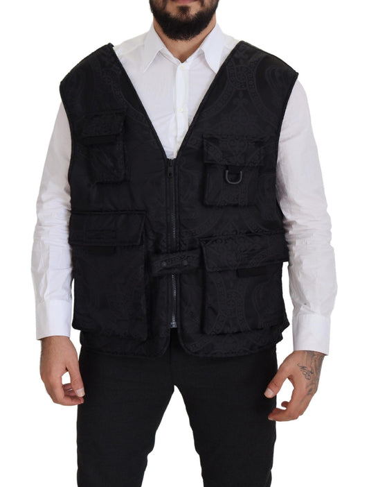 Dolce & Gabbana Black Full Zip Sleeveless Vest Jacket