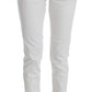 Cavalli White Cotton Blend Slim Fit Jeans