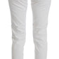 Cavalli White Cotton Blend Slim Fit Jeans