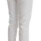 Cavalli White Cotton Blend Slim Fit Jeans