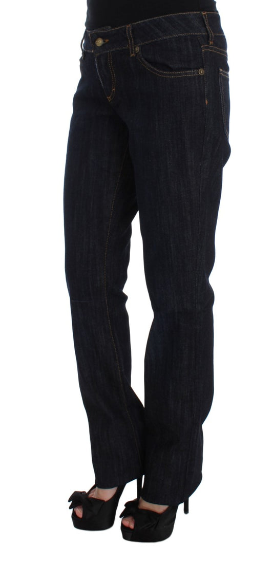 Cavalli Blue Cotton Straight Fit Stretch Jeans