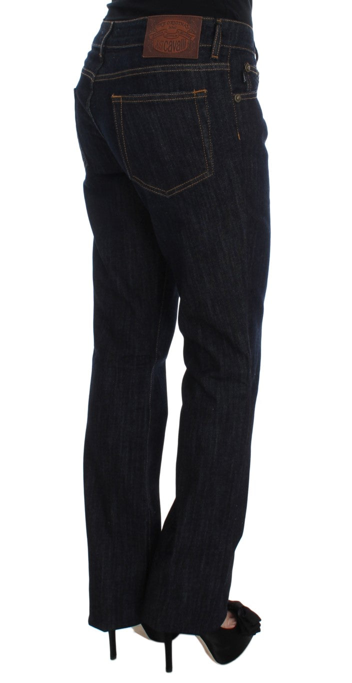 Cavalli Blue Cotton Straight Fit Stretch Jeans