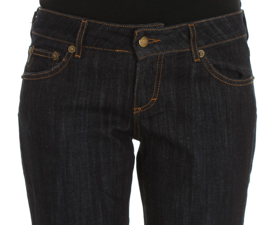 Cavalli Blue Cotton Straight Fit Stretch Jeans