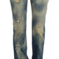 Cavalli Blue Wash Cotton Slim Fit Bootcut Jeans