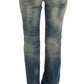 Cavalli Blue Wash Cotton Slim Fit Bootcut Jeans