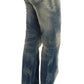 Cavalli Blue Wash Cotton Slim Fit Bootcut Jeans