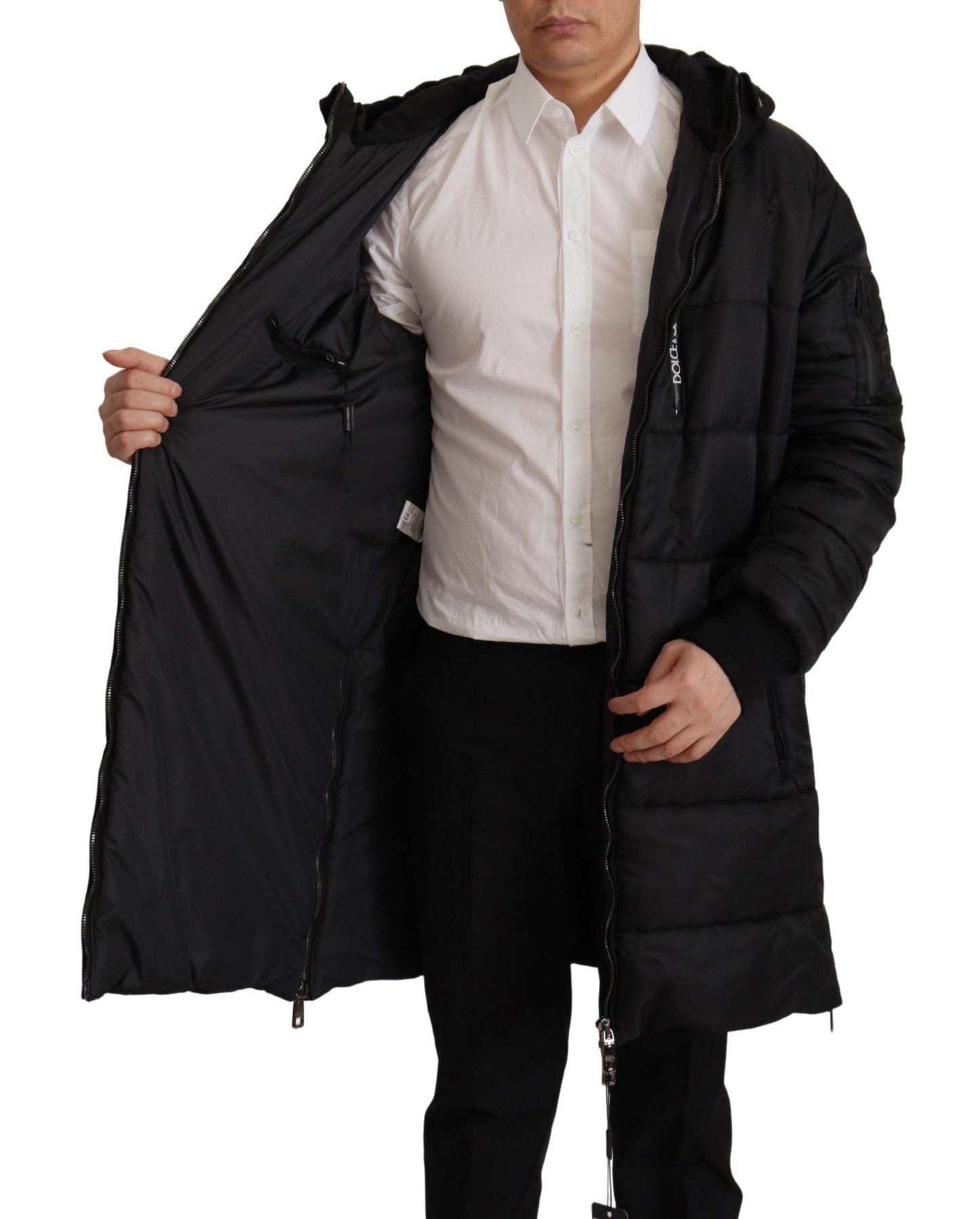 Dolce & Gabbana Elegant Black Hooded Parka Winter Jacket