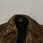 Dolce & Gabbana Bronze Collar Double Breasted Trench Coat Jacket