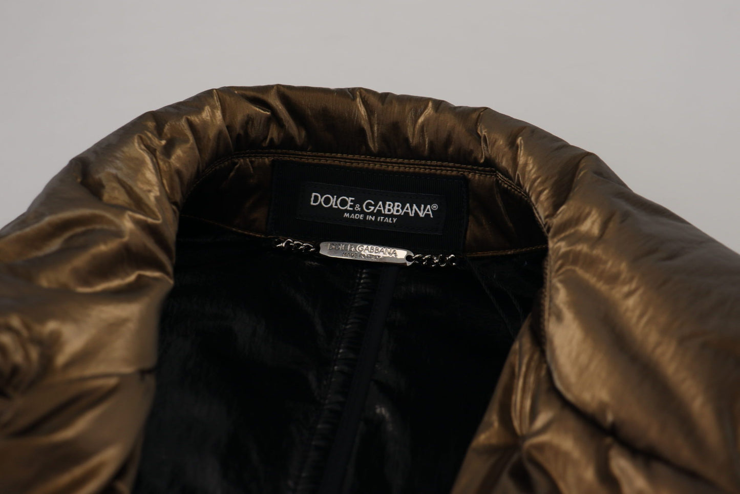 Dolce & Gabbana Bronze Collar Double Breasted Trench Coat Jacket