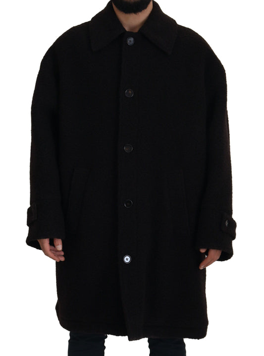 Dolce & Gabbana Black Alpaca Button Down Trench Coat Jacket