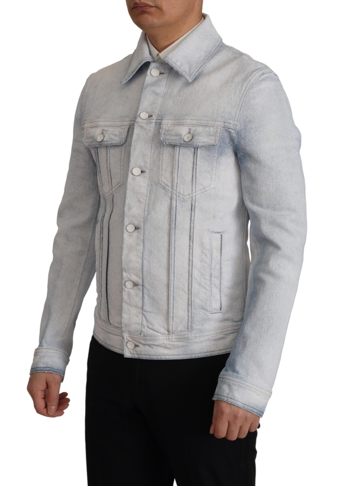 Dolce & Gabbana Light Blue Cotton Stretch Denim Men Jacket