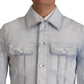 Dolce & Gabbana Light Blue Cotton Stretch Denim Men Jacket