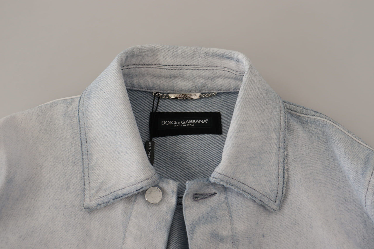 Dolce & Gabbana Light Blue Cotton Stretch Denim Men Jacket