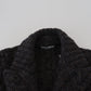 Dolce & Gabbana Black Wool Knit Double Breasted Coat Jacket