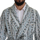 Dolce & Gabbana Blue Floral Cotton Robe Coat Jacket