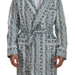 Dolce & Gabbana Blue Floral Cotton Robe Coat Jacket