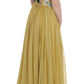 Dolce & Gabbana Enchanting Yellow Silk Floral Appliqué Dress