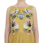 Dolce & Gabbana Enchanting Yellow Silk Floral Appliqué Dress