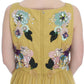 Dolce & Gabbana Enchanting Yellow Silk Floral Appliqué Dress