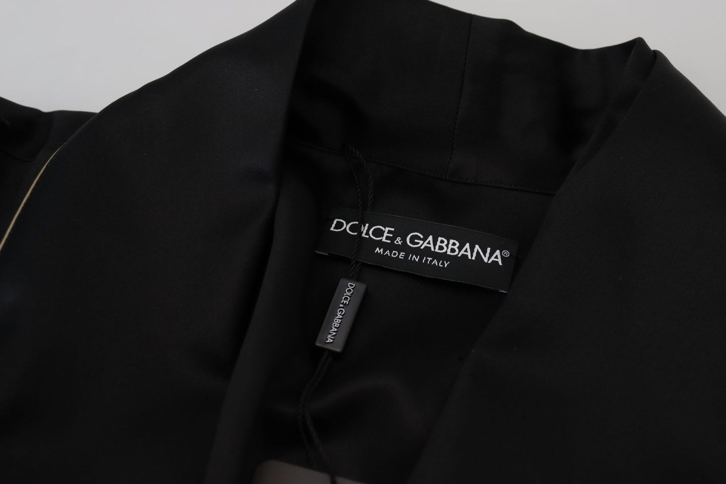 Dolce & Gabbana Black 100% Silk Robe Coat Wrap  Jacket