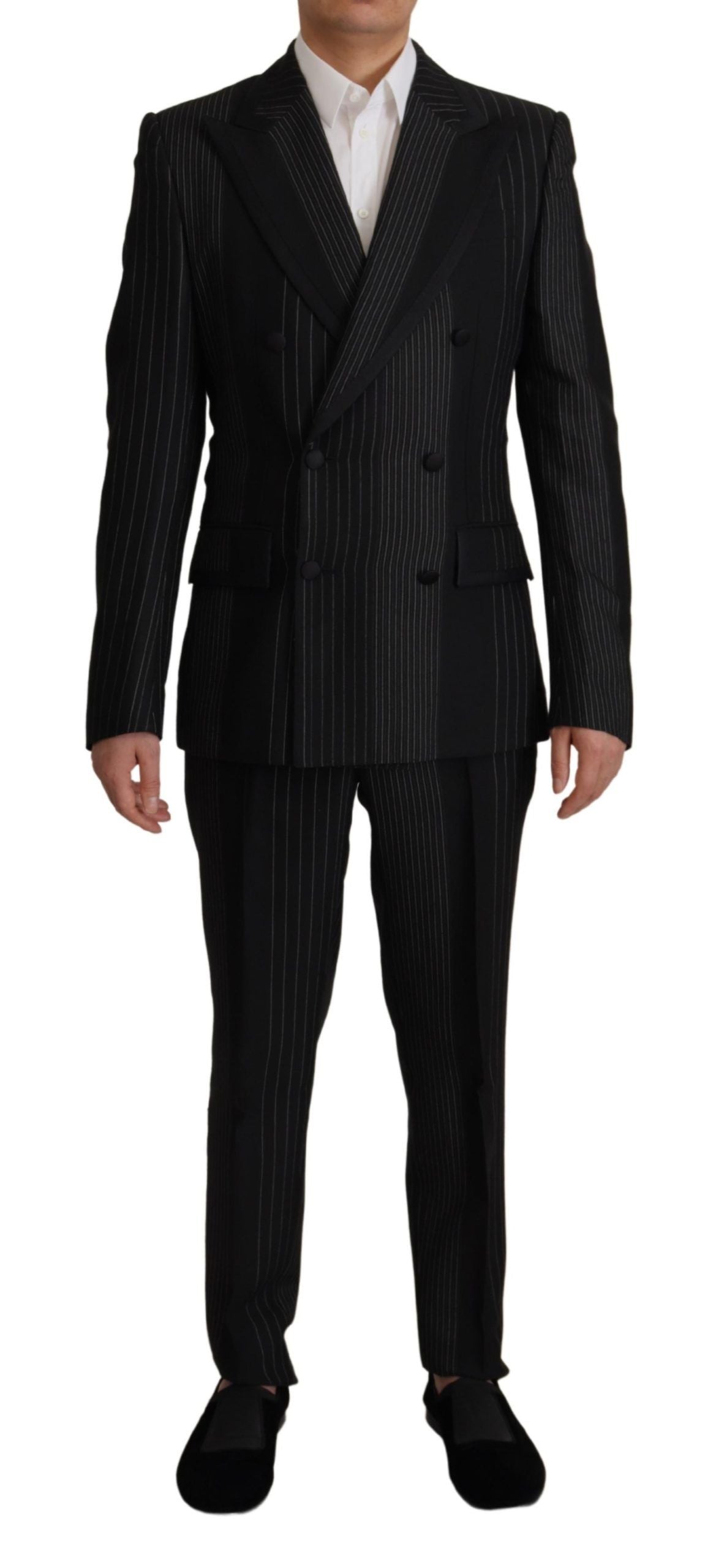 Dolce & Gabbana Black Stripes Rayon Formal 2 Piece Suit