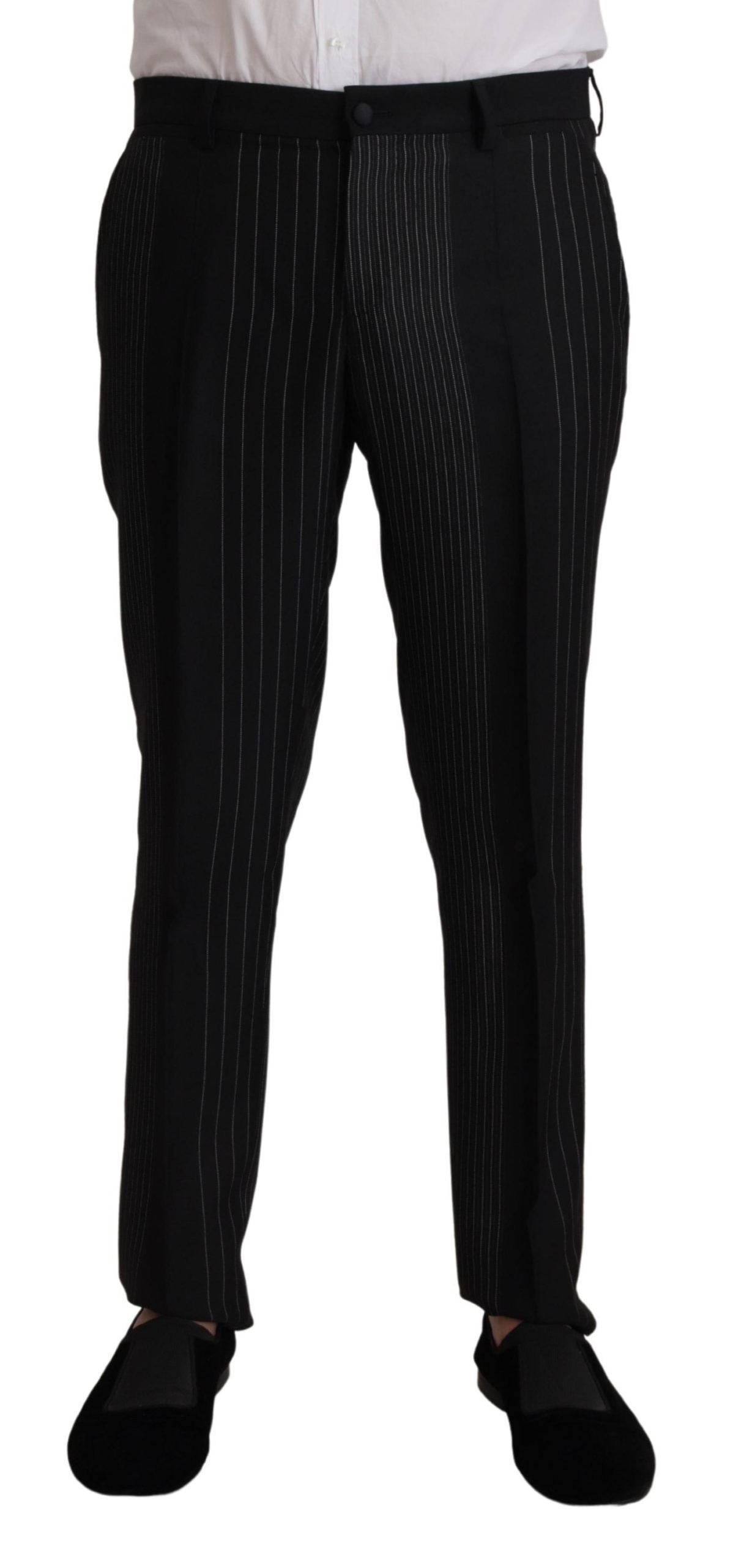 Dolce & Gabbana Black Stripes Rayon Formal 2 Piece Suit