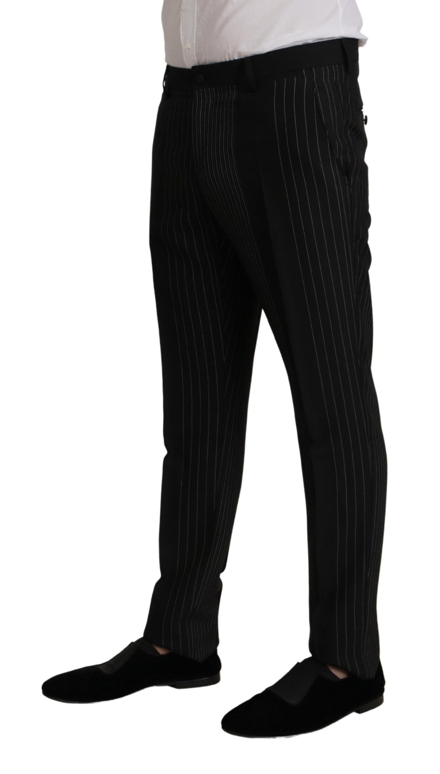 Dolce & Gabbana Black Stripes Rayon Formal 2 Piece Suit