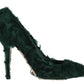 Dolce & Gabbana Green Xiangao Lamb Fur Leather Pumps