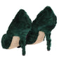 Dolce & Gabbana Green Xiangao Lamb Fur Leather Pumps