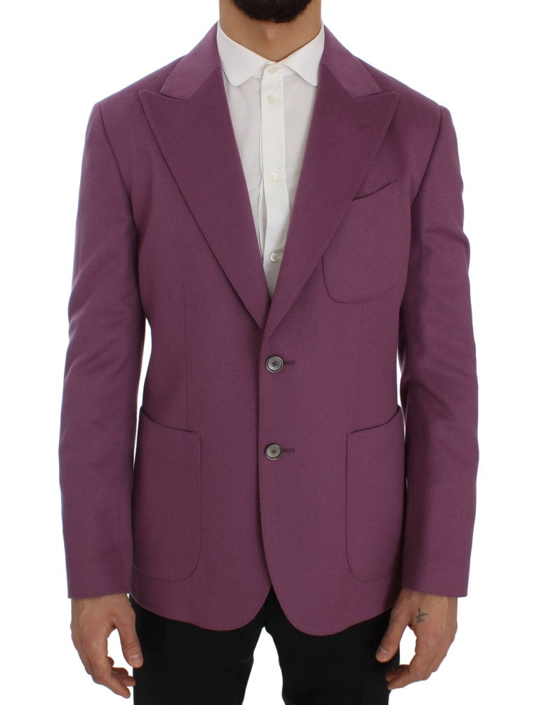 Dolce & Gabbana Purple Cashmere Slim Fit Blazer Jacket