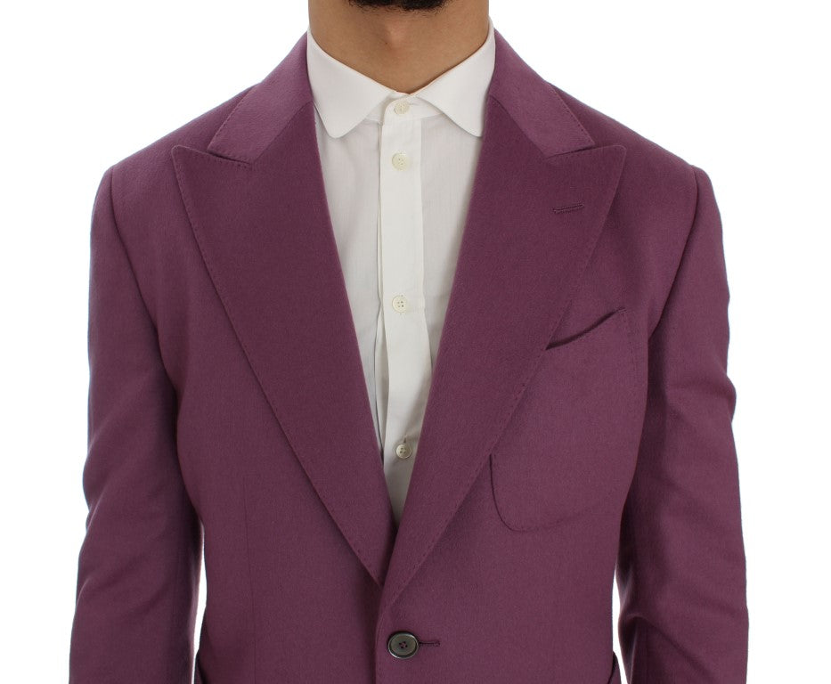 Dolce & Gabbana Purple Cashmere Slim Fit Blazer Jacket