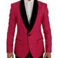 Dolce & Gabbana Pink Floral Brocade Slim Blazer Jacket