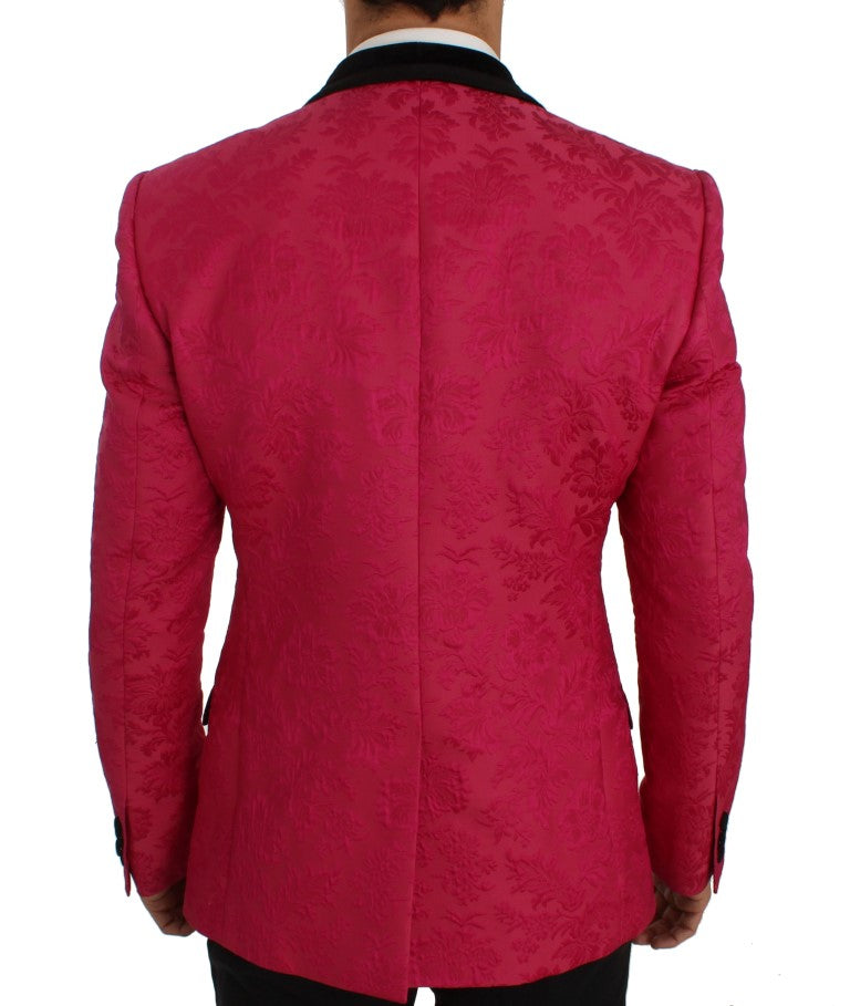 Dolce & Gabbana Pink Floral Brocade Slim Blazer Jacket