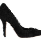 Dolce & Gabbana Black Xiangao Lamb Fur Leather Pumps