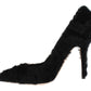 Dolce & Gabbana Black Xiangao Lamb Fur Leather Pumps